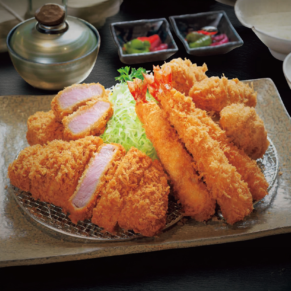 とん吉特選吉列上級豬扒、豬柳、深海大蝦及廣島生蠔定食 (三人前) Tonkichi Deep-Fried Premium Pork Loin and Fillet ・ Premium King Prawns and Hiroshima Oysters Set for 3 persons